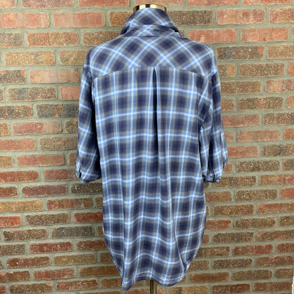 Vince Plaid Cowl Neck Button Up, Sz M - Picture 7 of 8